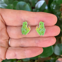 Load image into Gallery viewer, Green Tree Frog Studs by  in Australia from recycled Acrylic, Smyle Designs