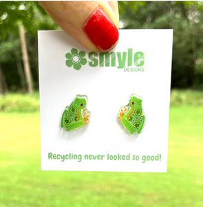 Green Tree Frog Studs by  in Australia from recycled Acrylic, Smyle Designs