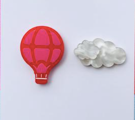 Hot air ballon and Clouds Studs by Mox + Co x