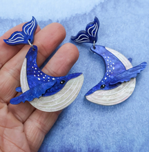 Load image into Gallery viewer, Humpback Whale moving tail earrings   By Oh Pluto made in Australia