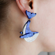 Load image into Gallery viewer, Humpback Whale moving tail earrings   By Oh Pluto made in Australia