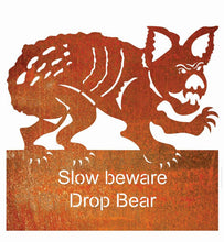 Load image into Gallery viewer, A Drop Bear  Rusted steel Garden Art  SMALL By Dianna at Rocklilywombats includes postage in Aust