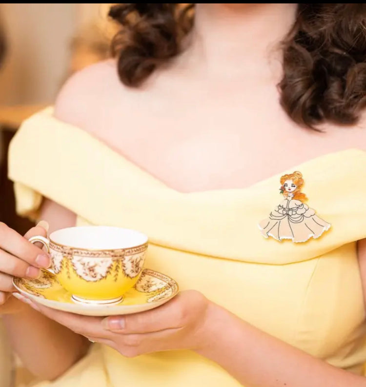 Belle  golden dress Brooch by  Daisy Jean Floral