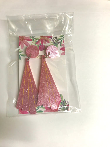 Pink fine glitter 1930's style  Earring by Daisy Jean Floral