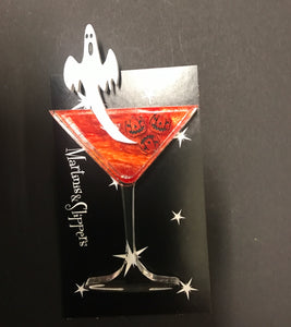 Haunting Spirits Orange marble interactive Cocktail Brooch  By Martini Slippers