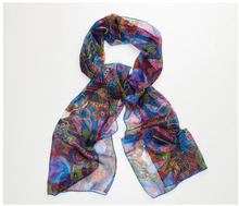 Load image into Gallery viewer, Justin Butler Aboriginal artist SHEER SCARF Not Aust made, but royalties go to artist