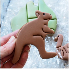 Load image into Gallery viewer, Kangaroo Cookie cutter &amp; Stamp set By Sweet Themes  8 cm Made in Australia.