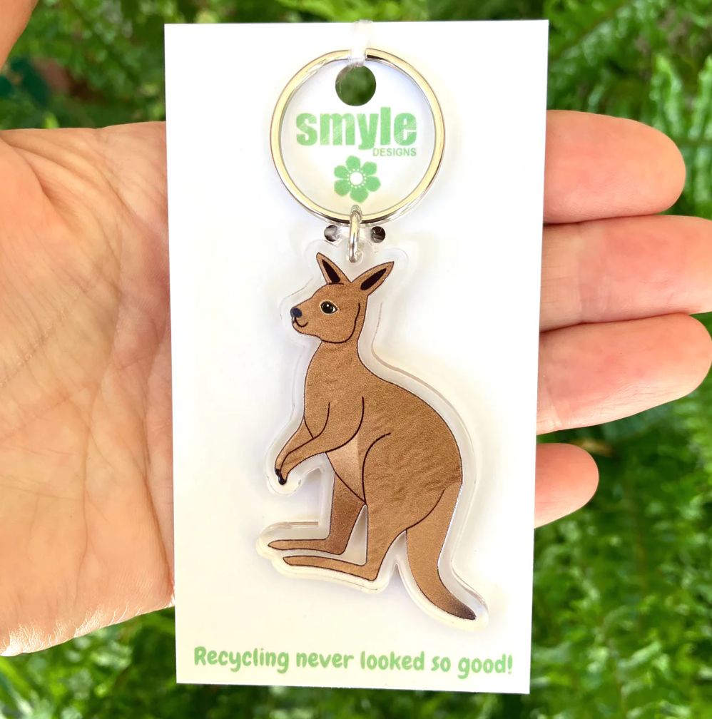 Kangaroo Key Ring Made in Australia from recycled Acrylic, Smyle Desig ...