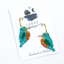 Load image into Gallery viewer, Kenny the (Common) Kingfisher - (Now with Rose Gold) Hoops,  Lunar Deesigns