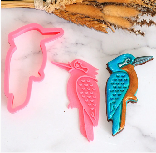 Kookaburra or Kingfisher Cookie cutter & Stamp set By Sweet Themes  10.5 cm Made in Australia.