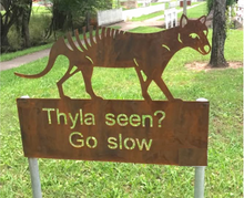 Load image into Gallery viewer, A Thylacine, Tasmanian tiger  MEDIUM  110cm X 97cm Rusted Steel PRE ORDER  By  Rocklilywombats   We will quote on freight