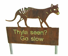 Load image into Gallery viewer, A Thylacine, Tasmanian tiger  MEDIUM  110cm X 97cm Rusted Steel PRE ORDER  By  Rocklilywombats   We will quote on freight
