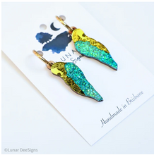 Load image into Gallery viewer, Baby Boris the Budgie HOOPS,  AQUA  GLITTER  By Lunar Deesigns