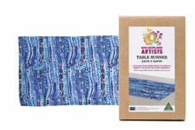 Load image into Gallery viewer, Murdie Morris blues Aboriginal design Table Runner , made in Australia
