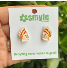 Load image into Gallery viewer, Major Mitchell Cockatoos Studs  Made in Australia from recycled Acrylic, Smyle Designs