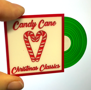Candy Cane Christmas Classics Album Brooch  By Martini Slippers *INTERACTIVE BROOCH*