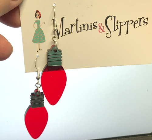 Christmas Globe Earrings - transparent Red By Martini Slippers  Interactive