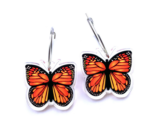Monarch Butterfly Earrings  Made in Australia from recycled Acrylic, Smyle Designs