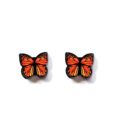 Monarch Butterfly Studs  Made in Australia from recycled acrylic, Smyle Designs