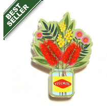 Load image into Gallery viewer, Native Flora  in vegemite jar pin  Made in Australia from recycled Acrylic, Smyle Designs