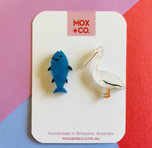 Load image into Gallery viewer, Pelican and Fish studs by Mox + Co