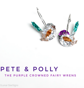 Fairy wren Pete and Polly the Purple Crowned  - Hoops (mismatch ) Lunar Deesigns