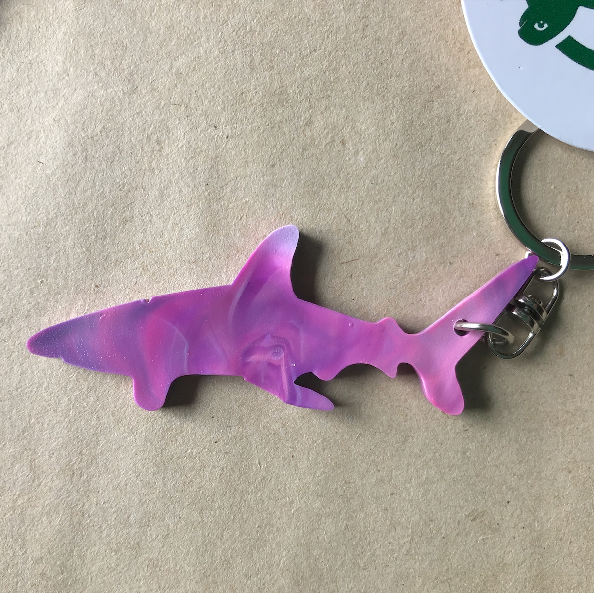 Shark Key Ring Pink Nebula Made from Drink bottle lids in Australia ...