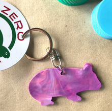 Load image into Gallery viewer, A Wombat  Key Ring Pink Nebula  Made from Drink bottle lids in Australia