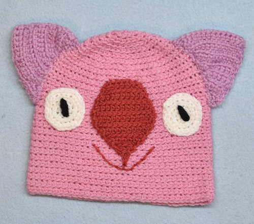 C 2 - 6. Wombat Beanie, hat  100% Wool Child 2 - 6 yrs   Pink, Red, Lilac