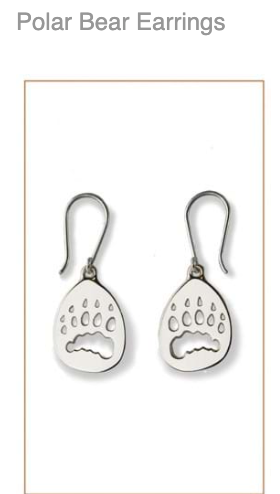 WW. Polar Bear  Silver Footprint Earrings,  CUSTOM ORDER ABOUT  2 WEEKS,  Bushprints Jewllery