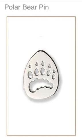 WW. Polar Bear  Silver Footprint Pin,  CUSTOM ORDER  ABOUT  2 WEEKS, Bushprints Jewllery
