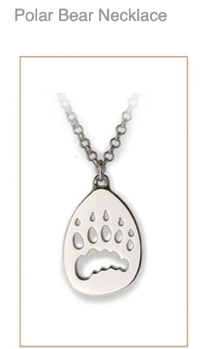 WW. Polar Bear  Silver Footprint Necklace,  CUSTOM ORDER  ABOUT  2 WEEKS, Bushprints Jewllery