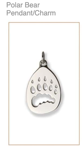 WW. Polar Bear  Silver Footprint Pendant / Charm,  CUSTOM ORDER  ABOUT  2 WEEKS, Bushprints Jewllery
