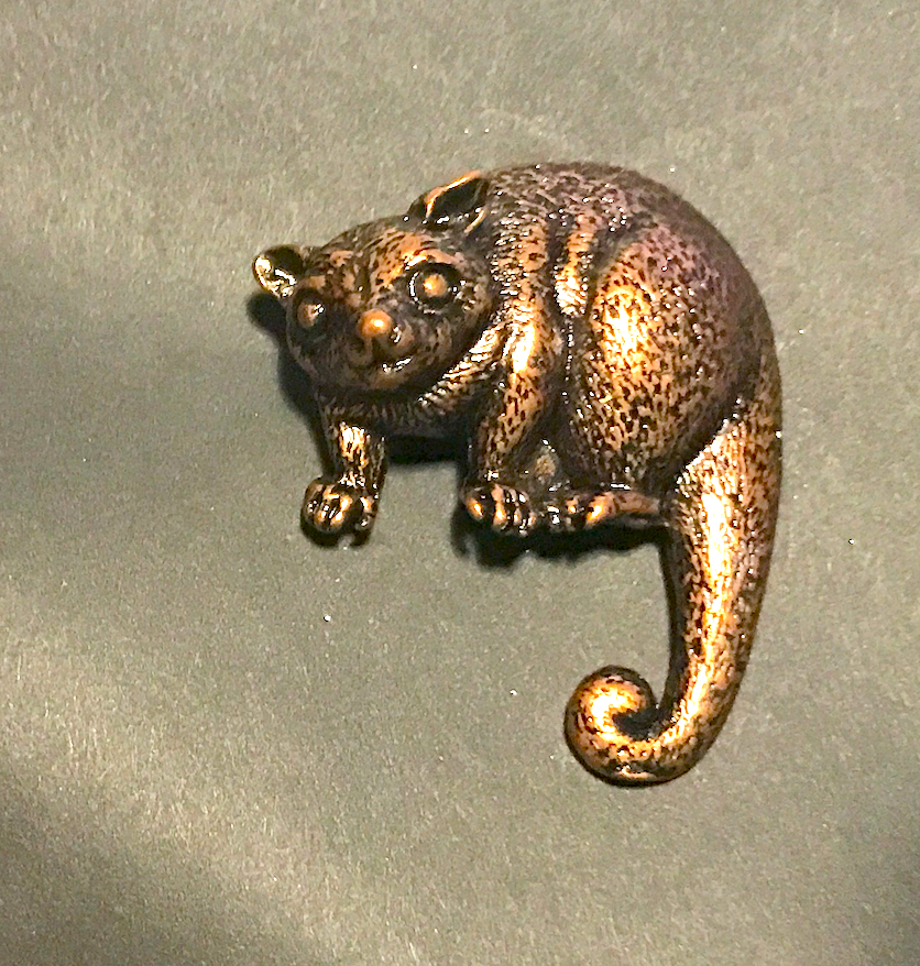 Possum Brooch Pewter Antique Copper Plated: Peek -a -Boo