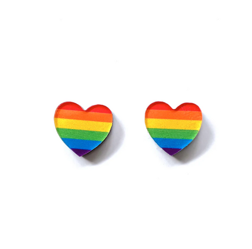 Pride Rainbow Heart Studs  Made in Australia from recycled acrylic, Smyle Designs