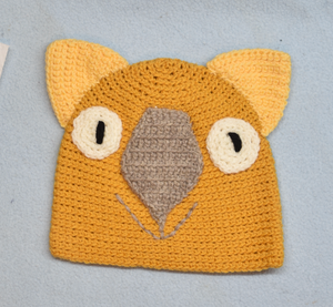 C 1-2 Wombat Beanie, hat  100% Wool Child 1 - 2  yrs : Pumkin coffee gold