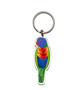 Rainbow Lorikeet Keyring Made in Australia from recycled acrylic, Smyle Designs