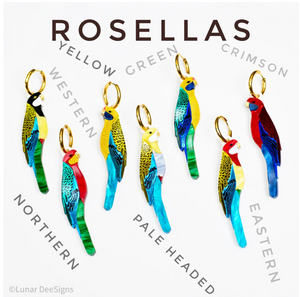 Rosella. Its Ray the Eastern  Rosella (Marble Acrylic)  - HOOPS,  Lunar Deesigns