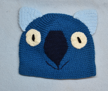 Load image into Gallery viewer, Child Beanie, Wombat hat 100% wool 5 - 10 yrs    Royal black sky