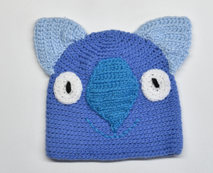 B. Wombat Beanie, hat   100% wool Baby 6 - 12mths:  Royal  teal Sky