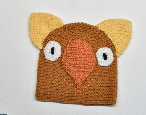 B. Wombat Beanie, hat   100% wool Baby 6 - 12mths: Rust orange yellow