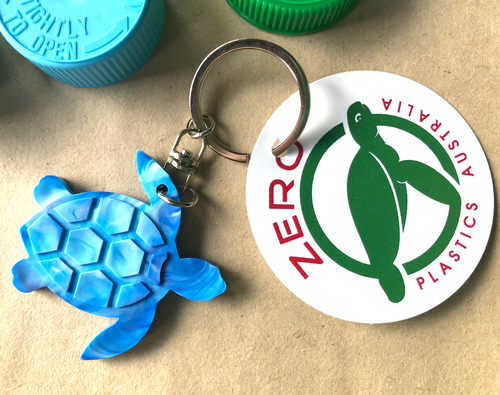 Turtle Key Ring  Sky Blue Made from Drink bottle lids in Australia