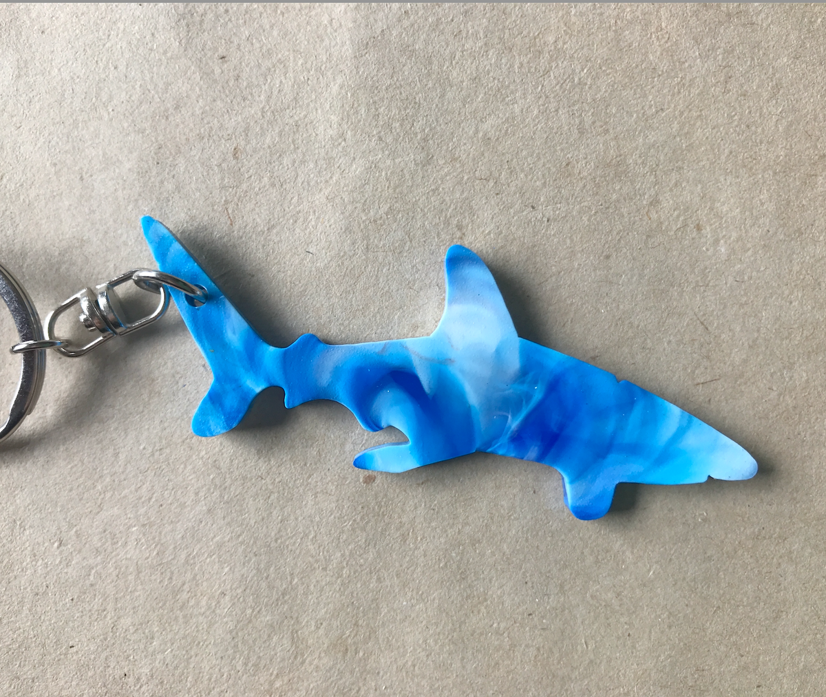 Wombat Key Rings Shark Key Ring Mother Sky Blue Made from Drink bottle lids in Australi ...
