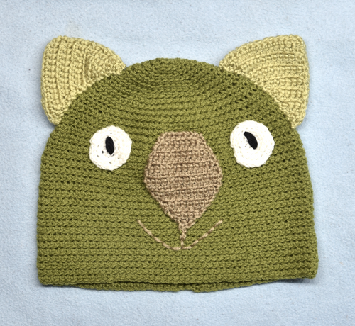 XL. Wombat Beanie, hat  100% wool  X Large Adult Men  & Women : sage coffe soft lime