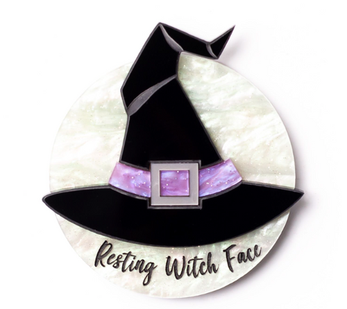 Resting witch face PURPLE Brooch  By Martini Slippers