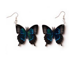 Ulysses Butterfly MIRROR  Acrylic blue Earrings By Martini Slippers.