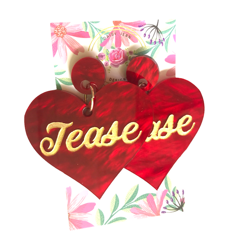 Heart 'Trease 'tease:  Red MARBLE Earring  by Daisy Jean