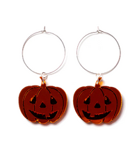 Load image into Gallery viewer, Pumpkin Hoop Earrings - Mirror   By Martini Slippers