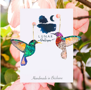Hummingbird Herbert & Hamish   MISMATCHED- HOOPS, By  Lunar Deesigns