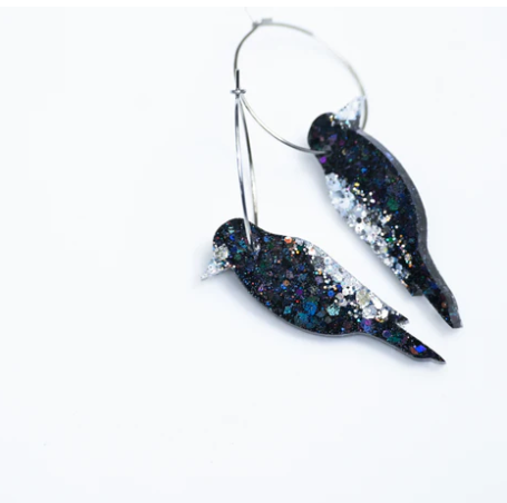 Magpie, Maggie Hoops - (Glitter) Regular size By  Lunar Deesigns